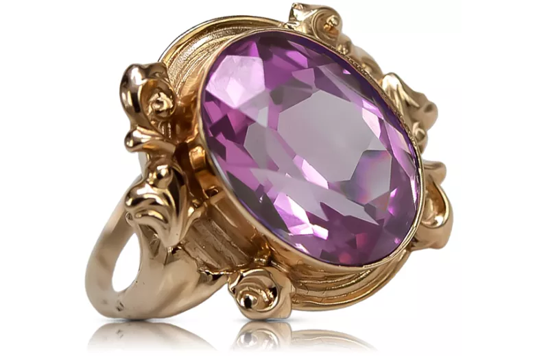 Кольцо Аметист Стерлинговое серебро с покрытием из розового золота Винтаж стиль vrc100rp